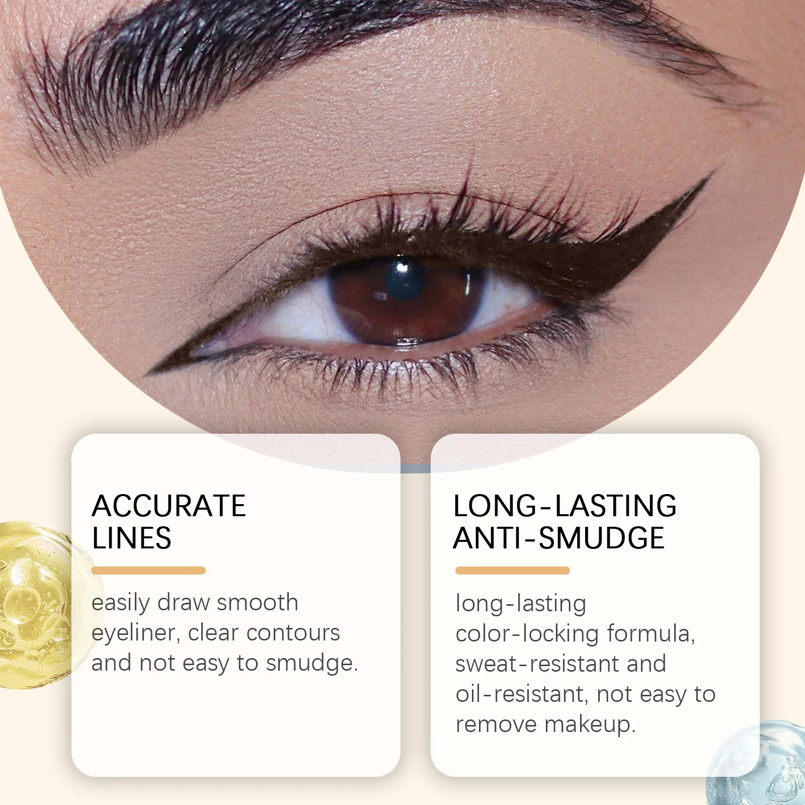 قلم تحديد العيون النحيف مقاوم للماء والعرق، يدوم طويلاً وغير ملطخ، صديق للمبتدئين، قلم كحل بني سائل