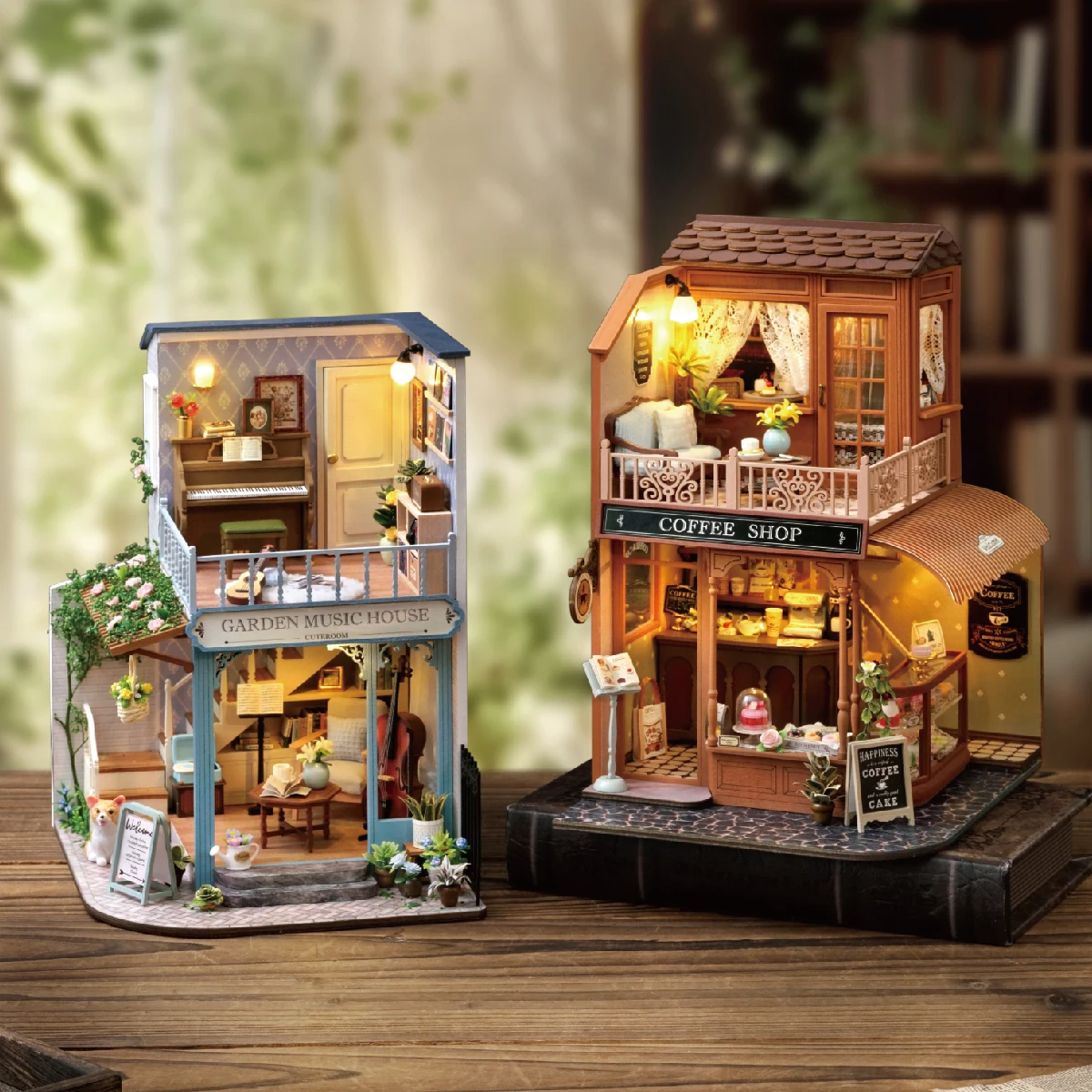 DIY コーヒーショップカーサ木製ミニチュアモデルキット 3D パズルドールハウス家具ドールハウス友人の誕生日プレゼント