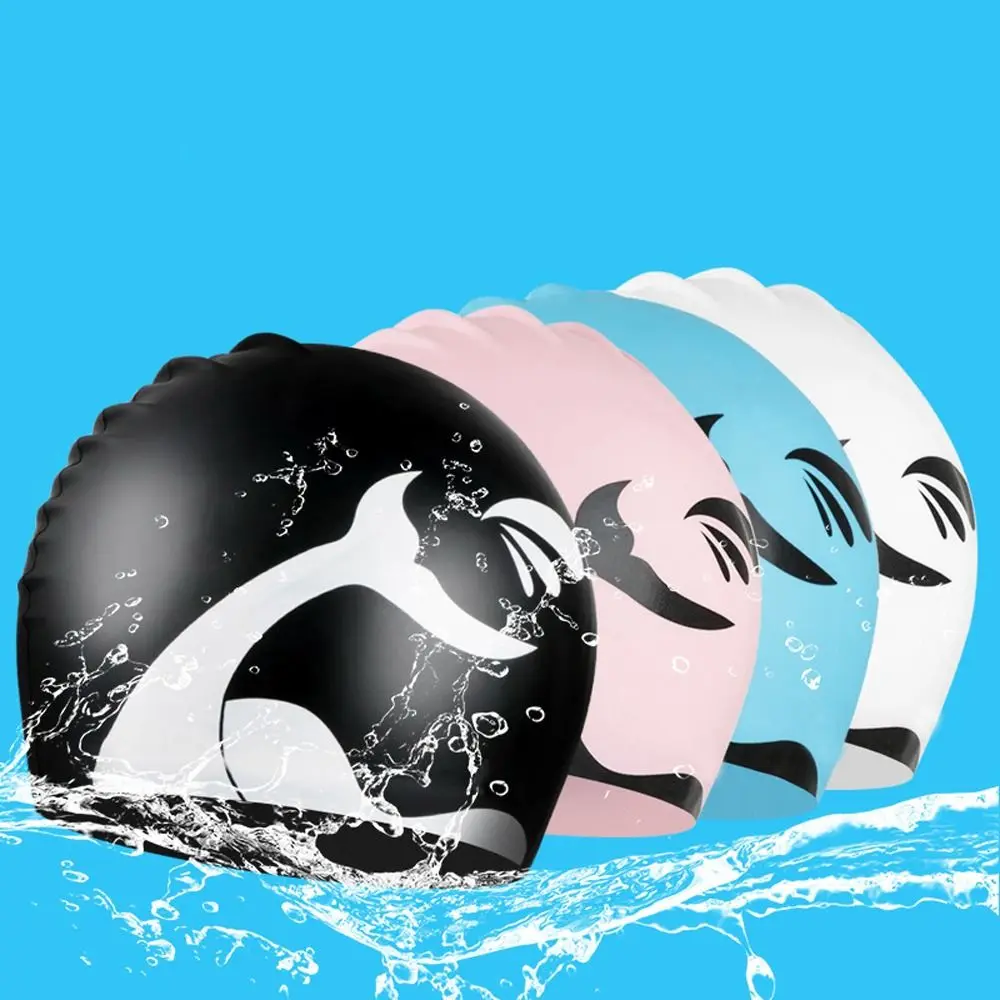 Fishtail Pattern Swimming Cap Elastic Silicone Fishtail Swim Cap Tear-resistant Durable Bathing Caps for Swimming