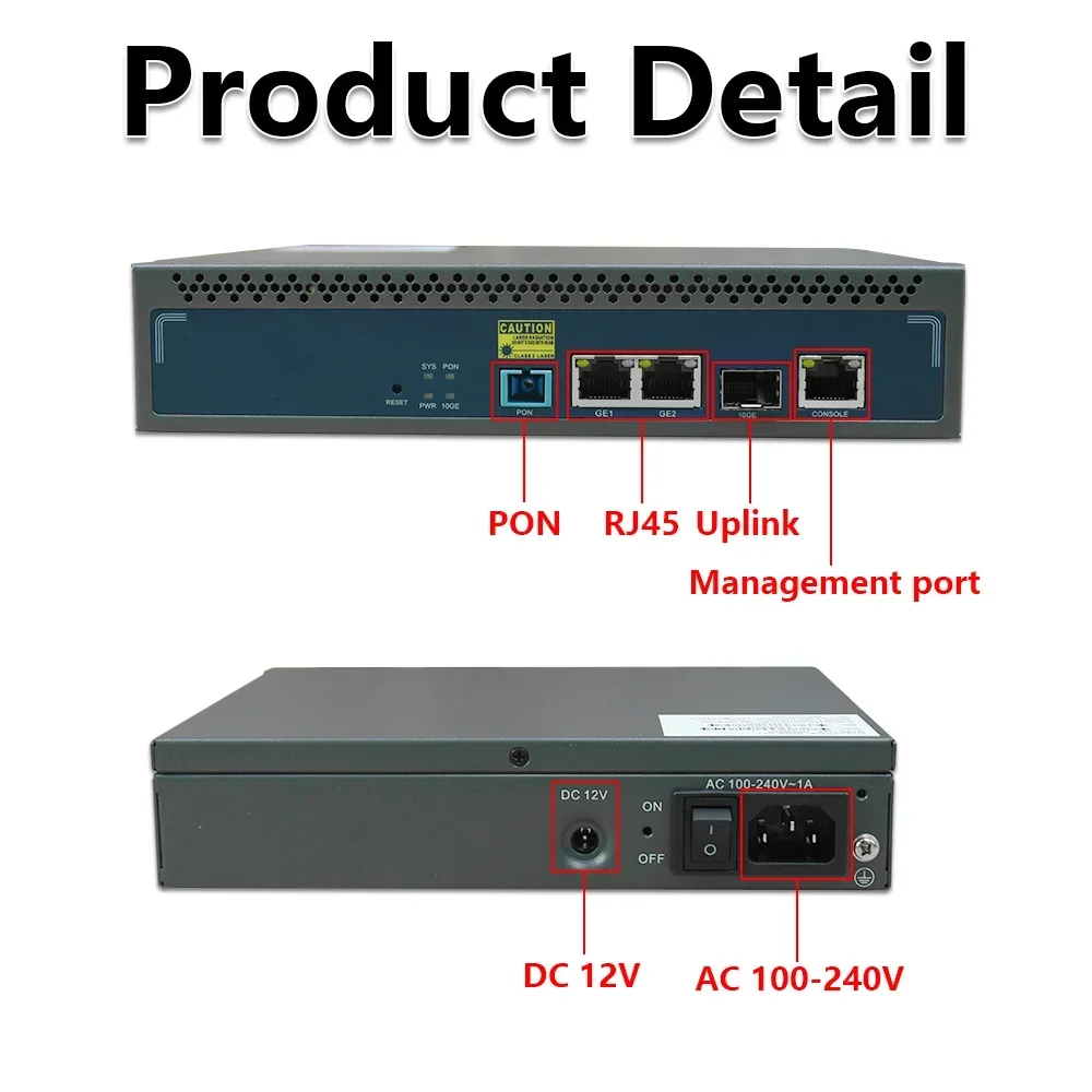 Imagem -04 - Netone-mini Gpon Olt 1pon 128 Onu 10g Uplink c Mais Gigabyte Porta Sfp 100240v ac 12v dc