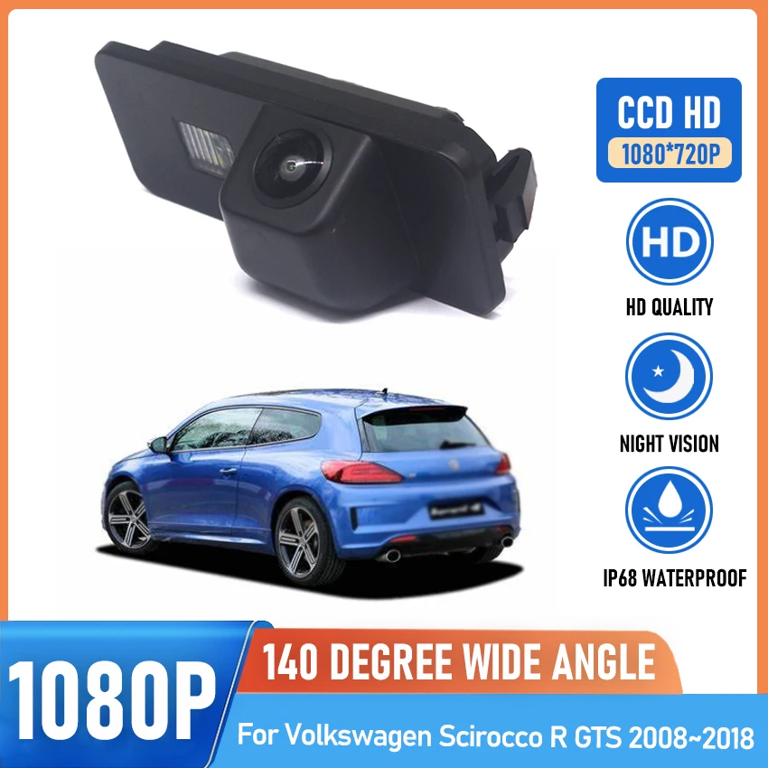 CCD HD Fisheye Rear View Camera For Volkswagen For VW Scirocco R GTS 2008 2009 2010 2011 2012 2013 2014 2015 2016 2017 2018 Car