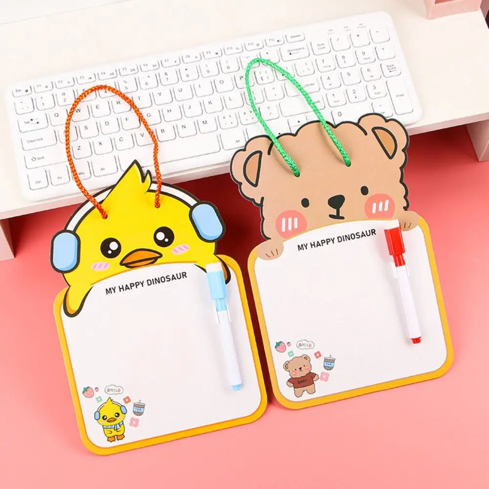 Portable Cute Erasable Whiteboard Creative Reusable Whiteboard Notebook Cartoon Animal Shape Suspendable Message Pad Writing