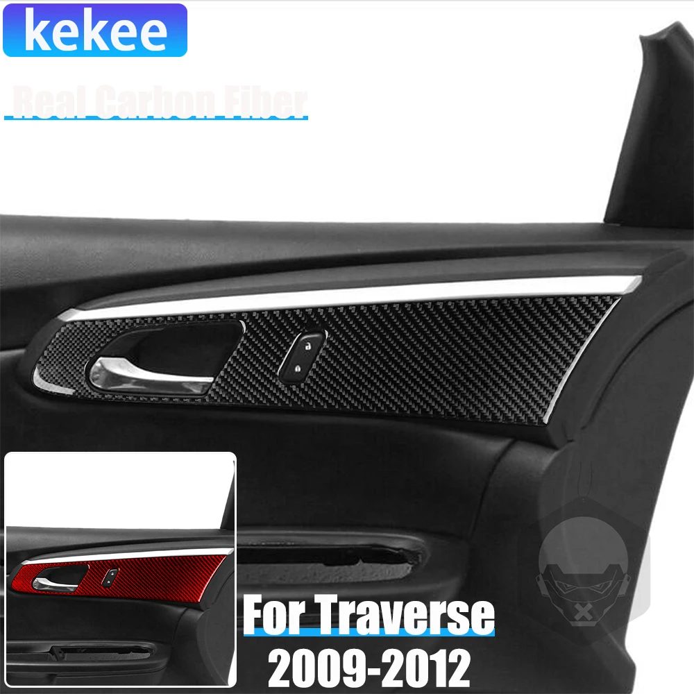 

Real Carbon Fiber Car Accessories Front Door Handle Panel Trim Cover Soft Sticker For Chevrolet Traverse 2009 2010 2011 2012