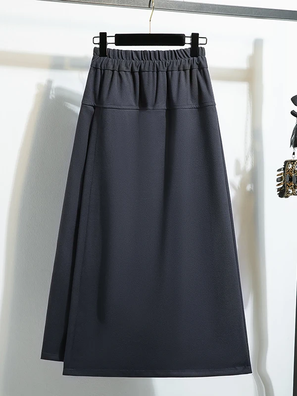 プラスサイズウールスカートパンツ女性カジュアル冬新作スリム体型カバー万能レジャースカートパンツ洋梨体型体型カバー