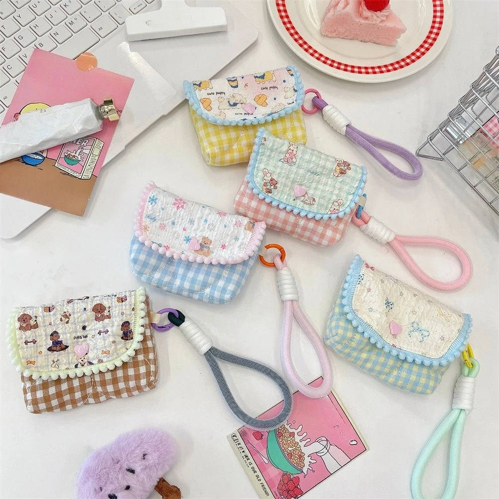 Monedero de dibujos animados lindo, cartera de moda coreana Floral, tarjetero para niñas, bolsa de almacenamiento pequeña