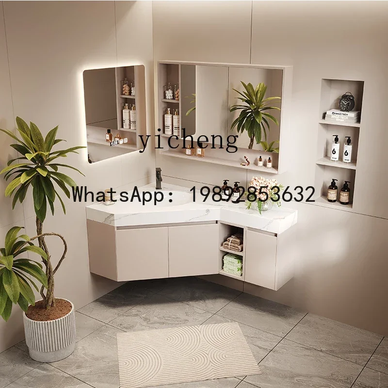 

Y1 Smart Bathroom Cabinet Set Triangle Rock Slab Washbasin Cabinet Wall Corner Cabinet