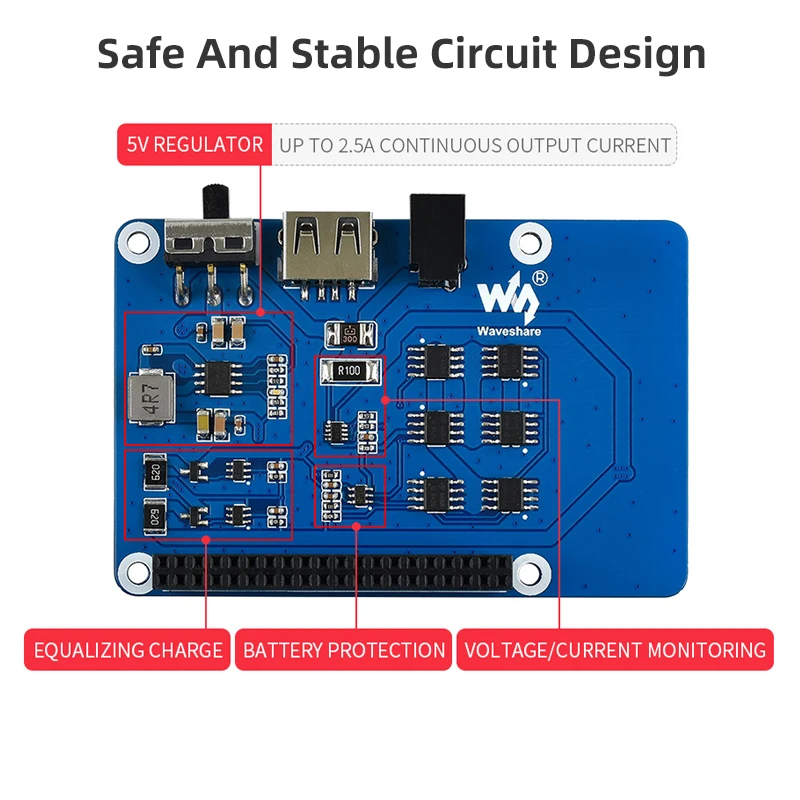 Uninterruptible Power Supply UPS HAT Stable 5V Power Output for Raspberry Pi 4 Model B 3B+ 3B Optional EU US UK