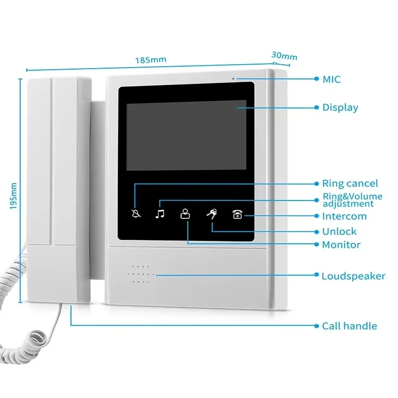 2025NEW V43E168-M4 빌라용 와이어 비디오 전화 시스템 야간 투시경 방수 카메라 HD 인터콤 키트