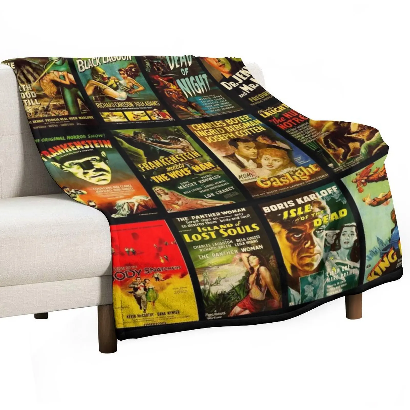 Vintage Classic Horror Monster Movie Posters Throw Blanket halloween Bed Fashionable Kid'S Weighted Blankets