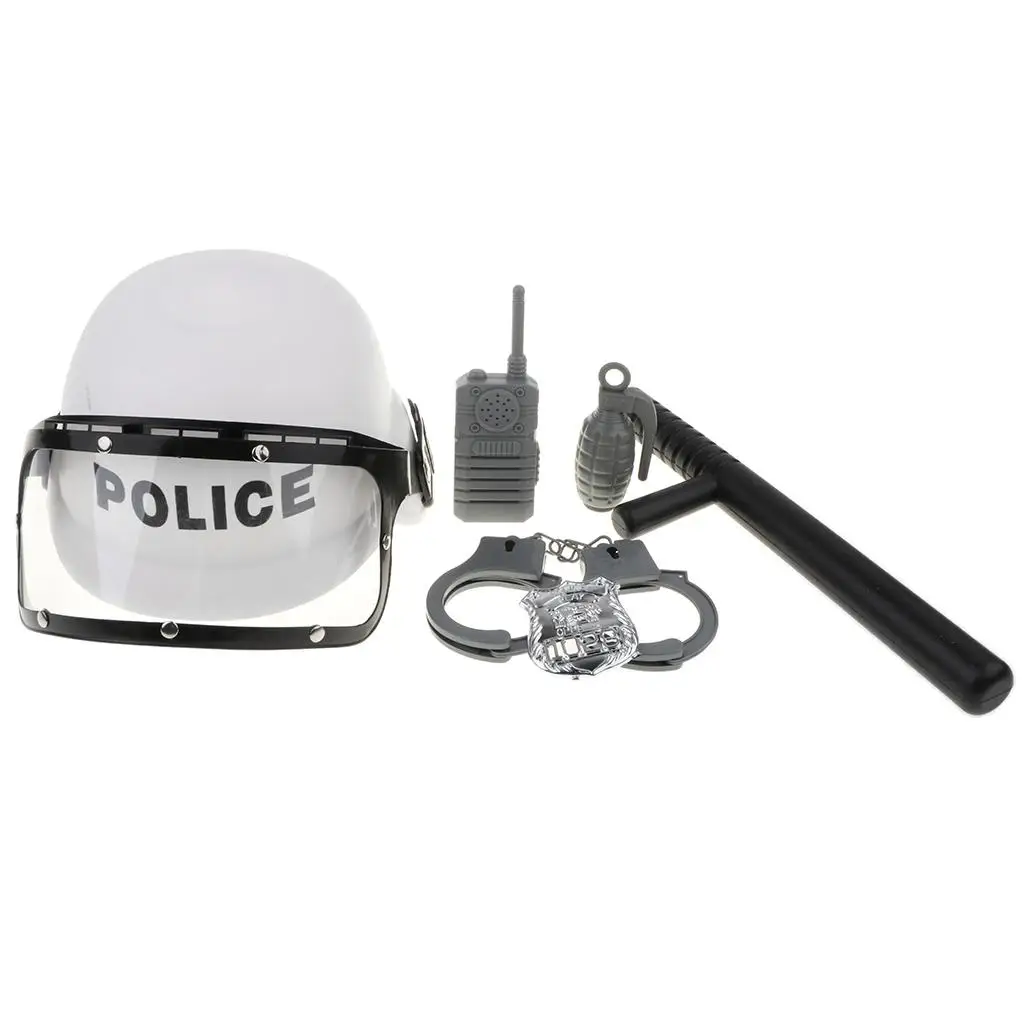 Simulation 6pcs Plastic Police Man Cosplay Props Tools Set Kids Role Play