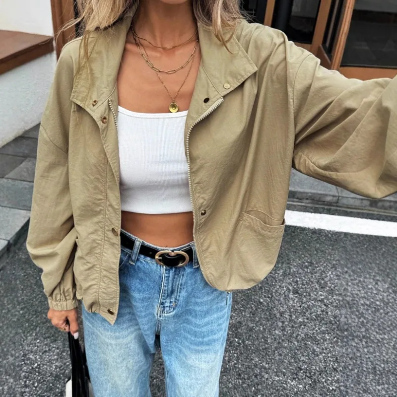 

Новая женская короткая куртка, бейсбольная куртка, повседневная спортивная куртка с лацканами