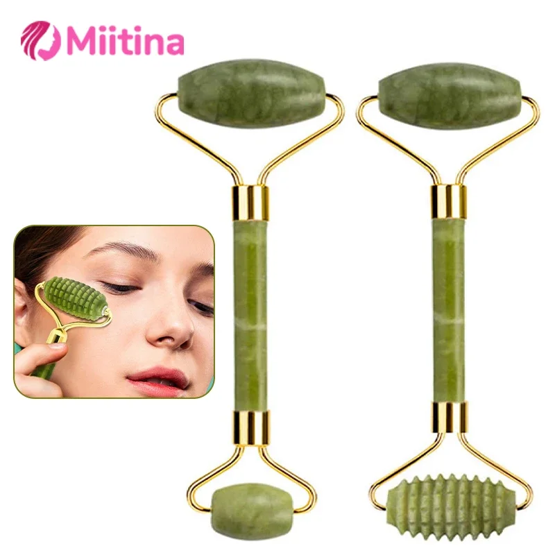 

Guasha Natural Stone Massage Jade Roller Face Jade Roller Gua Sha Massage Tool Set Face Care Roller Facial Massager Skin Care