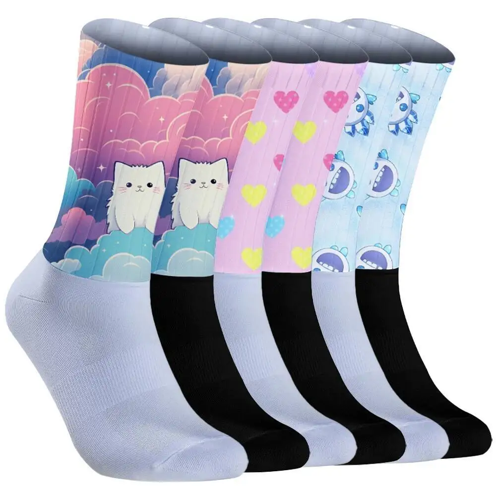 

6Pair Sports Bike Socks Cool Breathable Non-slip Silicone Cycling Socks