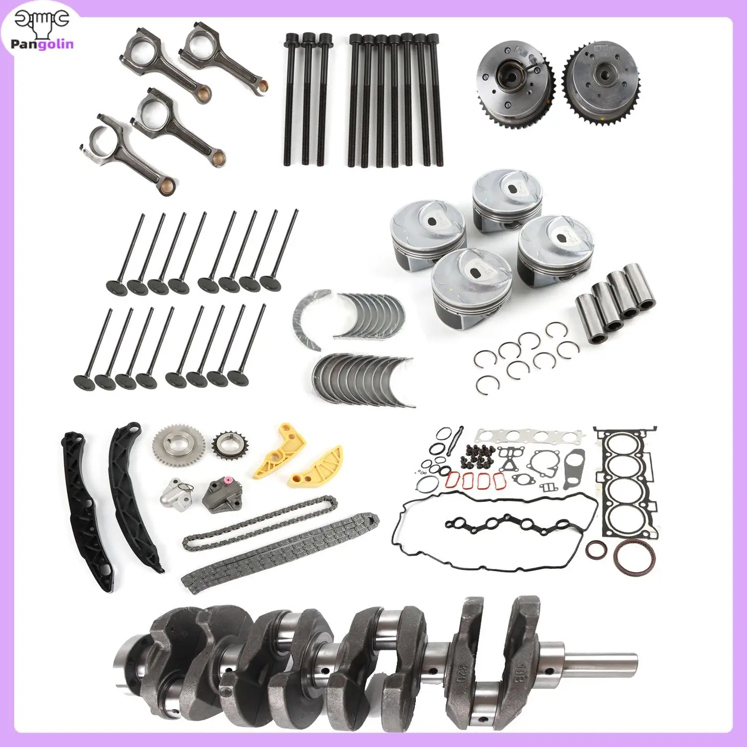 

1set G4KH 2.0T Engine Rebuild Overhaul Kit w/ Timing Chain Kit For Hyundai Sonata Tucson Kia Sportage Forte Soul 2012-2020