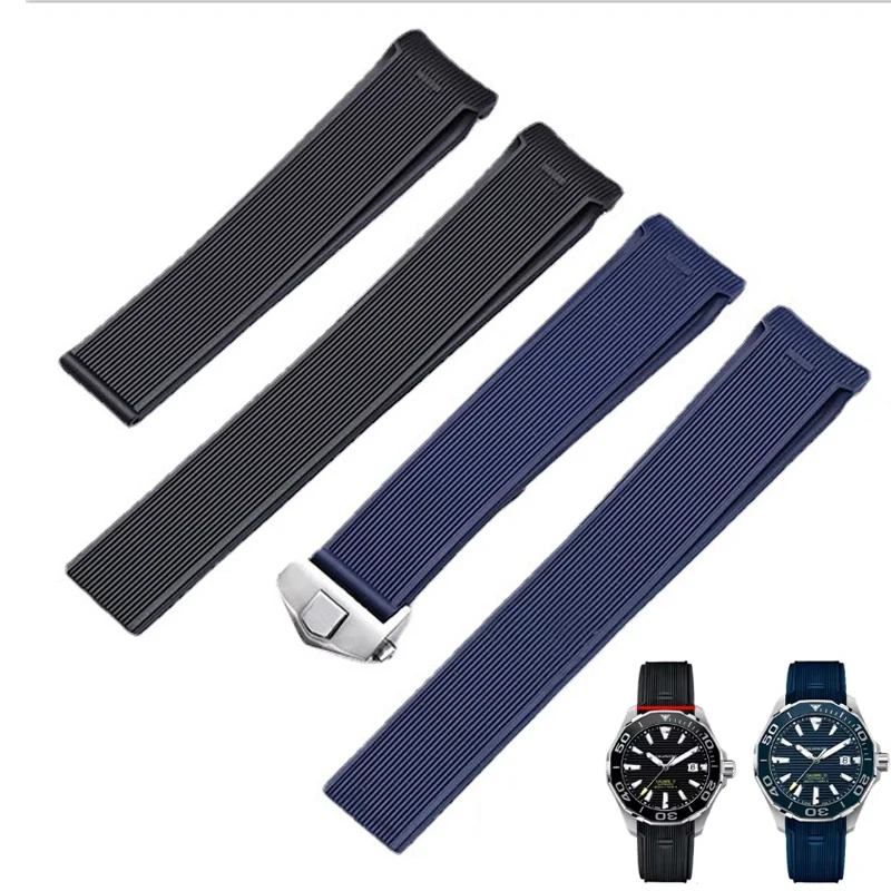 For Tag Heuer Concept F1 22mm Arc Soft Silicone Competitive Diving 300 Tiger Calila Black Blue Comfortable Rubber Watch Strap