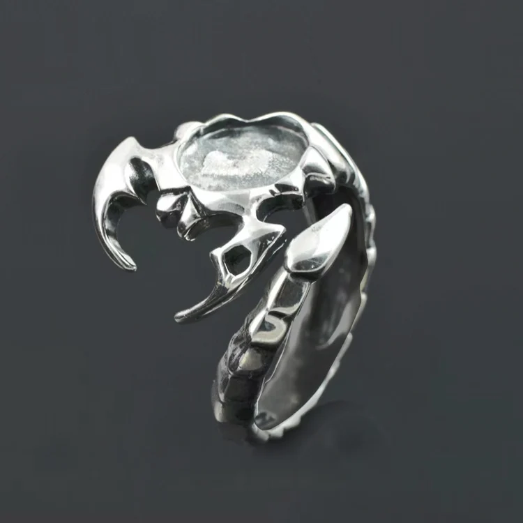 Retro Punk Men Ring Scorpion Cool Hip Hop Rock Locomotive Ring Alloy Ancient Silver Color Finger Ring Women Jewelry