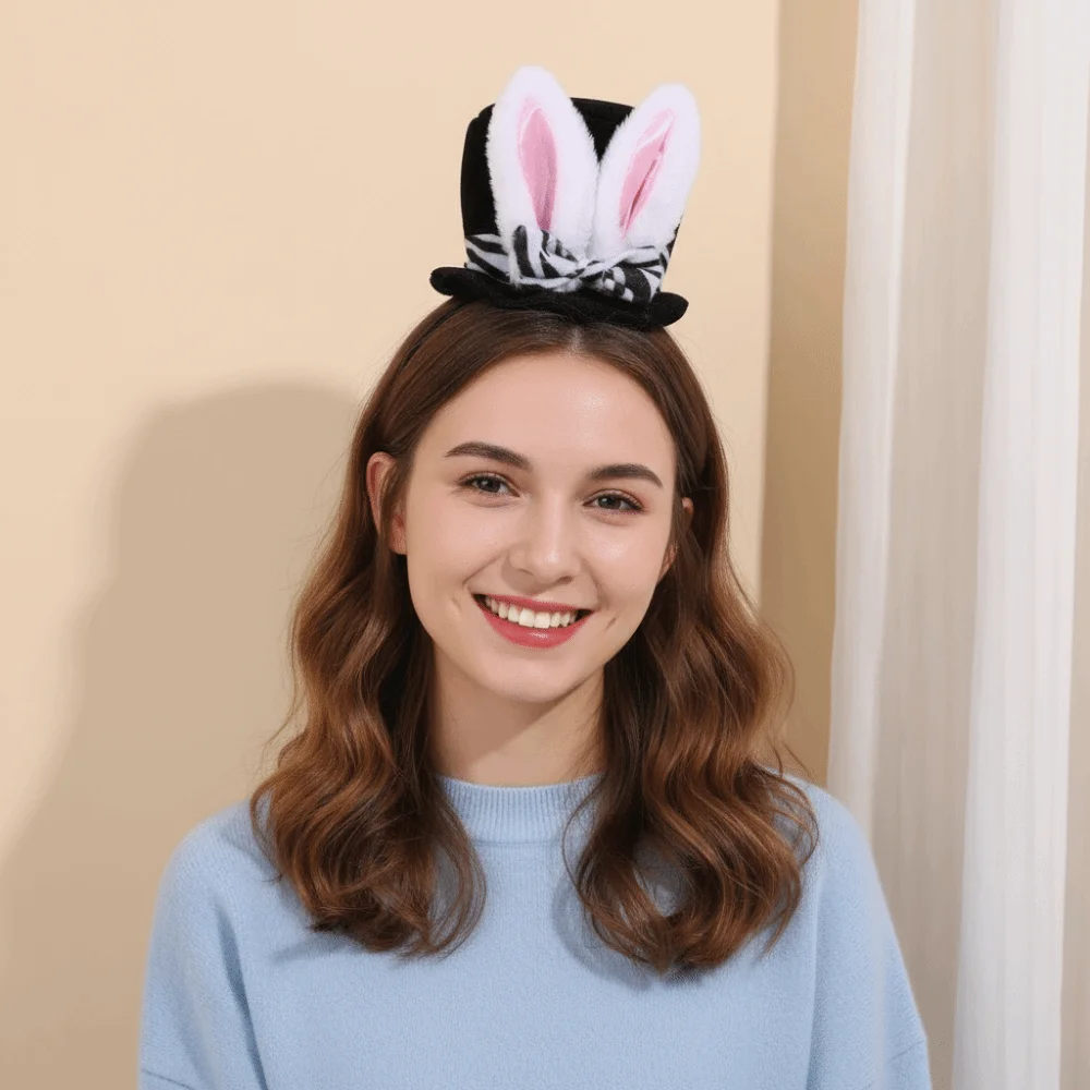 

Милый ободок для волос с ушками кролика, пушистый, мягкий, плюшевый, в виде животного, аксессуар для волос, головной убор для косплея, шляпа для Хэллоуина, для вечеринок