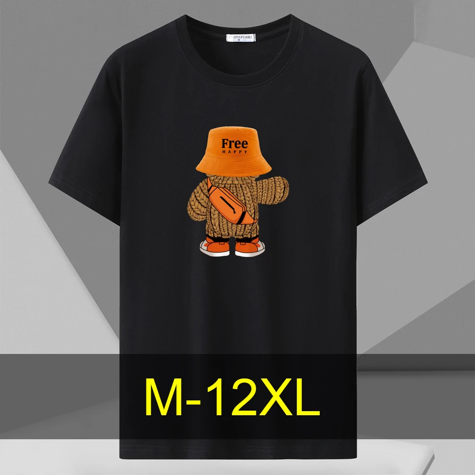 

10XL 12XL Plus Size T-shirt Men Summer Cotton T Shirt Print Short Sleeve Tshirt Fashion Casual Tops Tees Male Shirt Crewneck