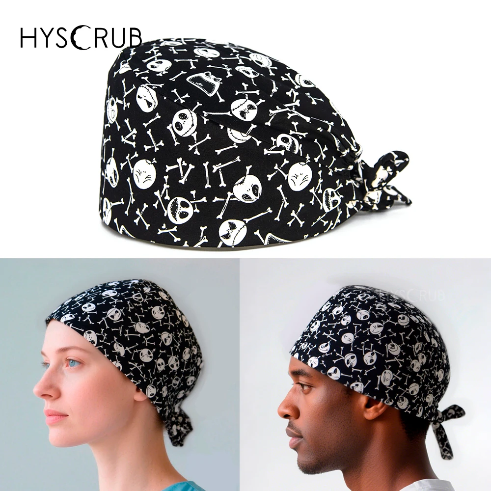 

Unisex Halloween black Scrub Hats 2025 New Surgical Operating Room Cap Printed Scrub Hat