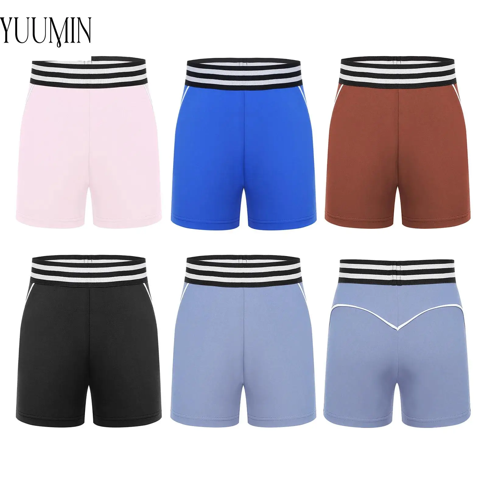 

Children Girls Gymnastics Yoga Dance Costume Athletic Shorts Biker Shorts High Waisted Stretchy Lightweight Shorts Active Wear