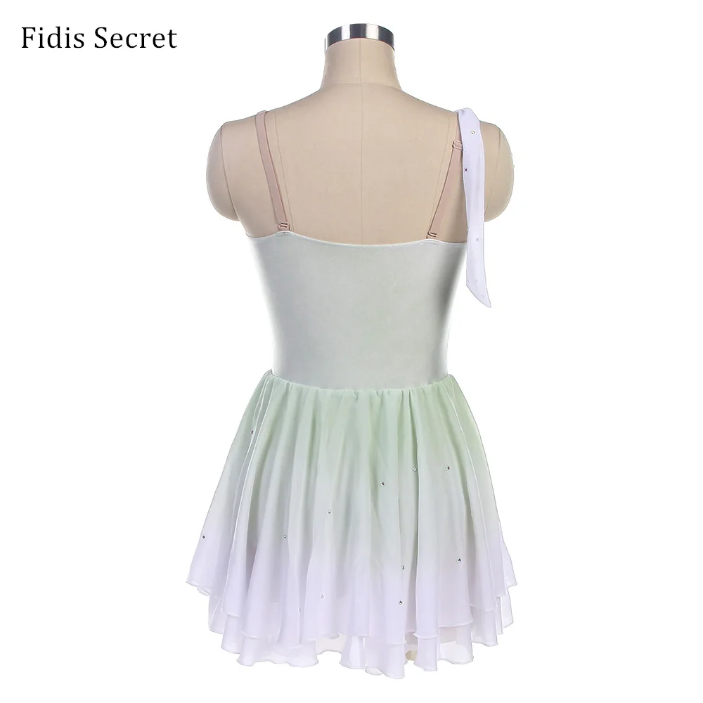 Female Ombre Green Romantic Ballet Tutu Dancing Costumes,Girls Ballerina Stage Performance Competition Leotard Dress Dancewear