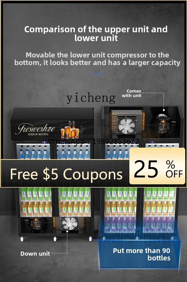 

single-door beverage cabinet commercial freezer double-door vertical refrigerator supermarket air-cooled display cabinet