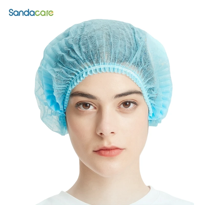 

200 pieces hair caps disposable non-woven bouffant hair net caps elastic head cover cap for beauty kitchen food salon bath