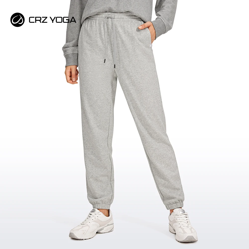 CRZ YOGA Autumn Winter Women's Cotton Sweatpants High Waist Workout Joggers Loose Fit Athletic Lounge Casual Pants with Pockets