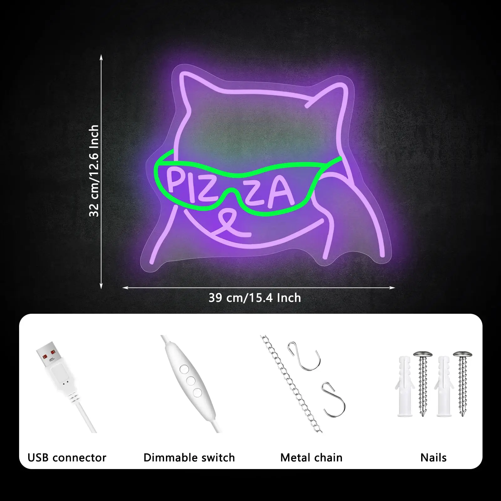 Occhiali da sole per pizza Insegna al neon per gatti Insegne a led anime per camera da letto Insegne luminose per ristorante Cucina Bar Beer Man Cave Party Decor