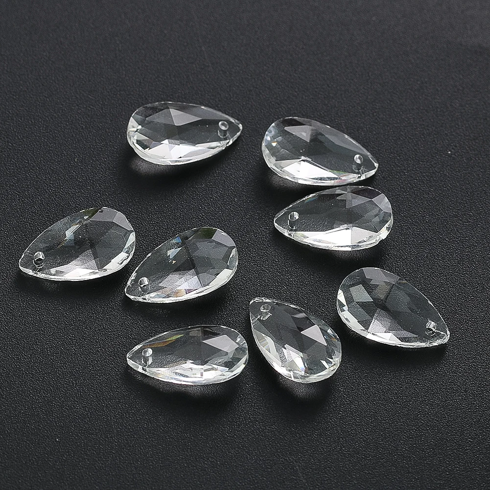 10PC Clear Angel Tear Prism Glass Crystal Pendant Mini Melon Seed Shape Flatback Holes Charms Spacer Bead Jewelry Make Accessory