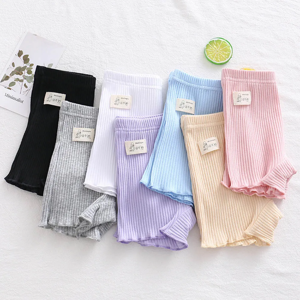 Baby-Mädchen-Hosen in Bonbonfarben, Kinder-Leggings, Sicherheitsshorts, Unterhosen für Kinder und Teenager, Weiche Boxershorts mit Rüschenbesatz