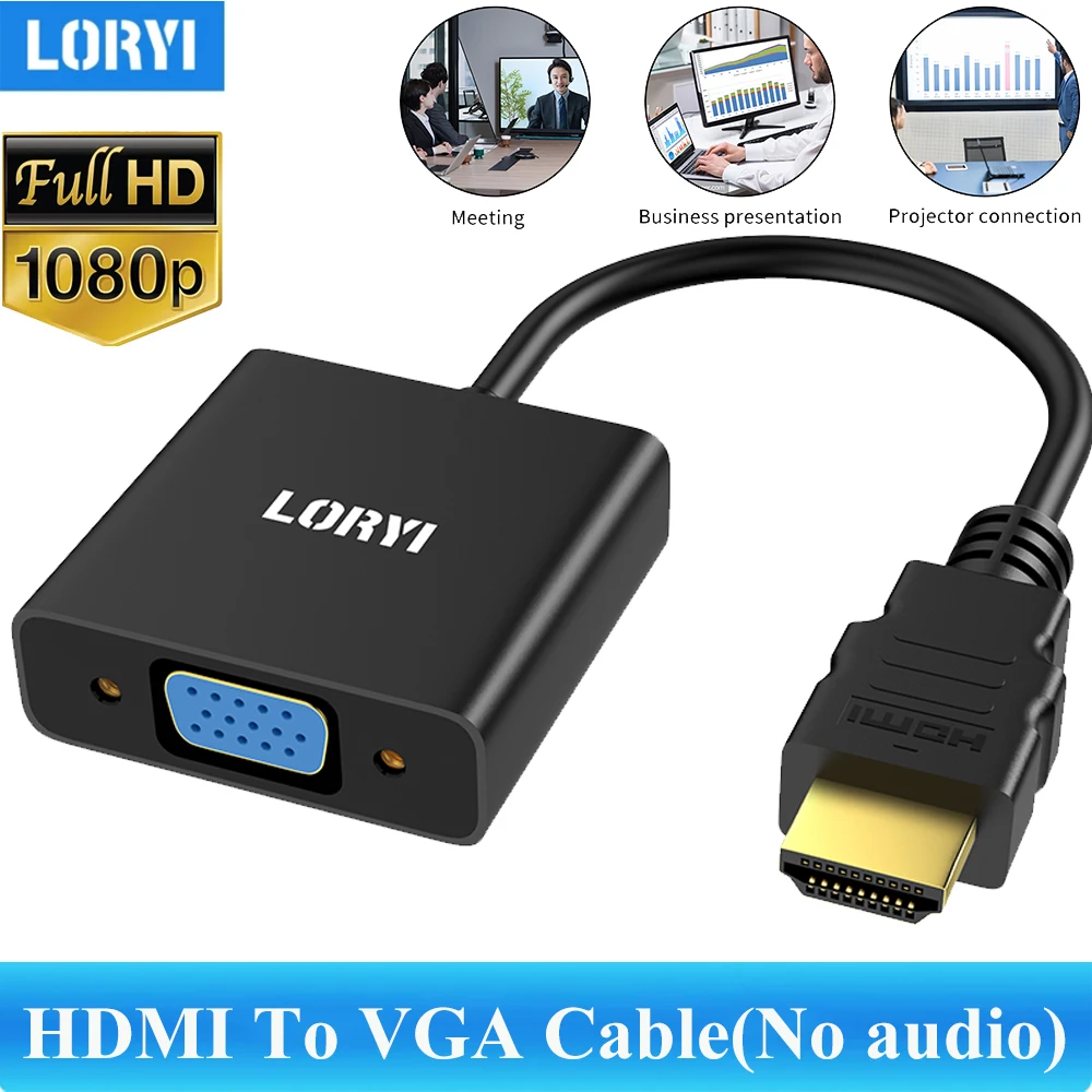 LORYI HDMI to VGA Cable 1080P 60Hz Gold-Plated HDMI to VGA Adapter (Male to Female) For Computer Desktop Laptop PC Monitor Xbox