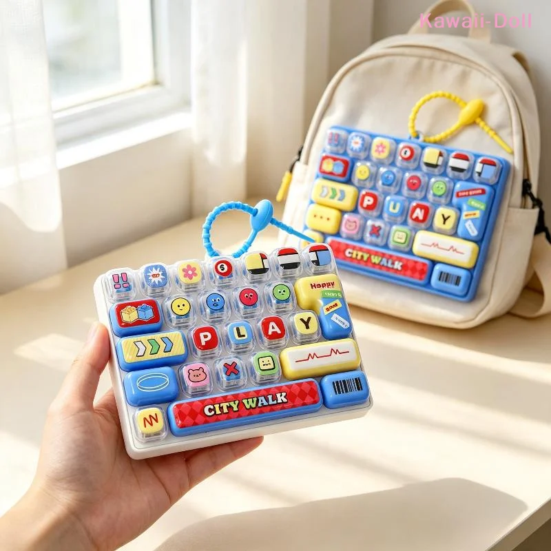[DO]26-key Keyboard Fidget Keychain Cute 3D Button Keycap Clicker Toy Backpack Bag Pendant Stress Relief Sensory Toy Gift[DO]