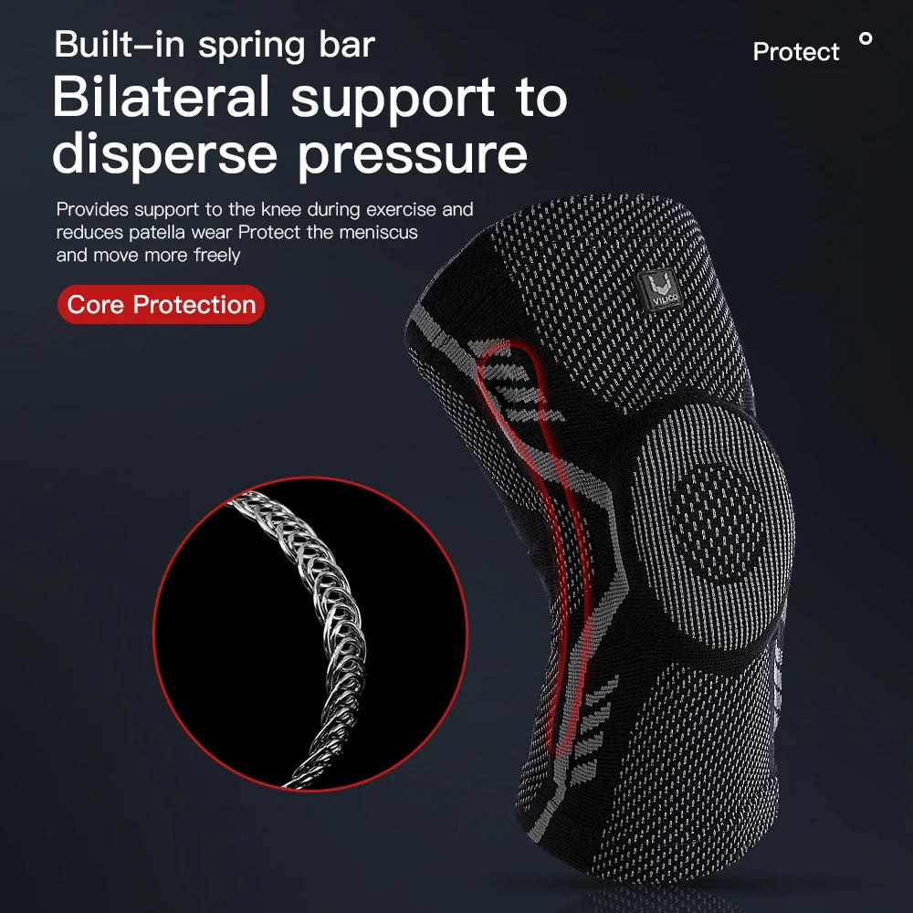 1 Piece Knee Brace Silicone Pads Spring Support High Elastic Breathable Knee Sleeves Protect Meniscus Basketball Sports Guard