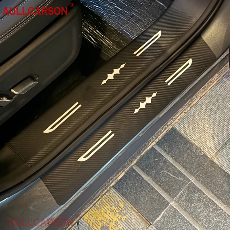 

For BYD Leopard Titanium 3 2025 Car Door Sill Leather Stickers Protection Plate Carbon Fiber Threshold Accessories 10 Pieces