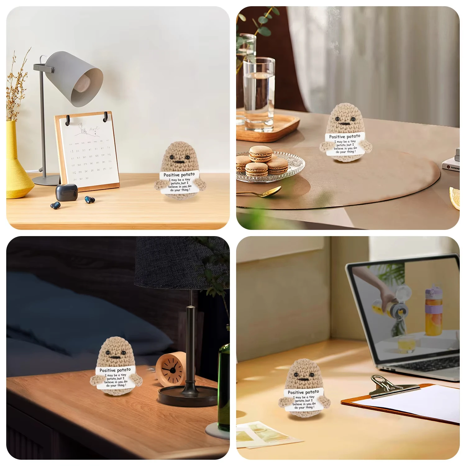 دمى كروشيه إيجابية، دمية كروشيه بطاطس مضحكة، دعم عاطفي، هدية على شكل حيوانات، شخصيات كروشيه إيجابية إبداعية للأصدقاء #5