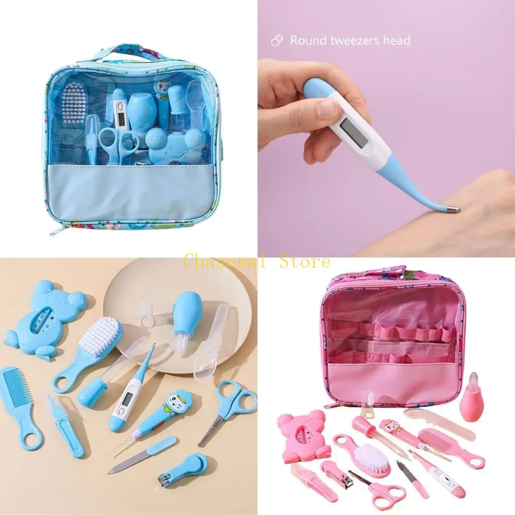 

E7CE 13-in-1 Portable Baby Grooming Infants Health Care Set Including Hair Comb Grooming Brush for Newborn Boys Girls