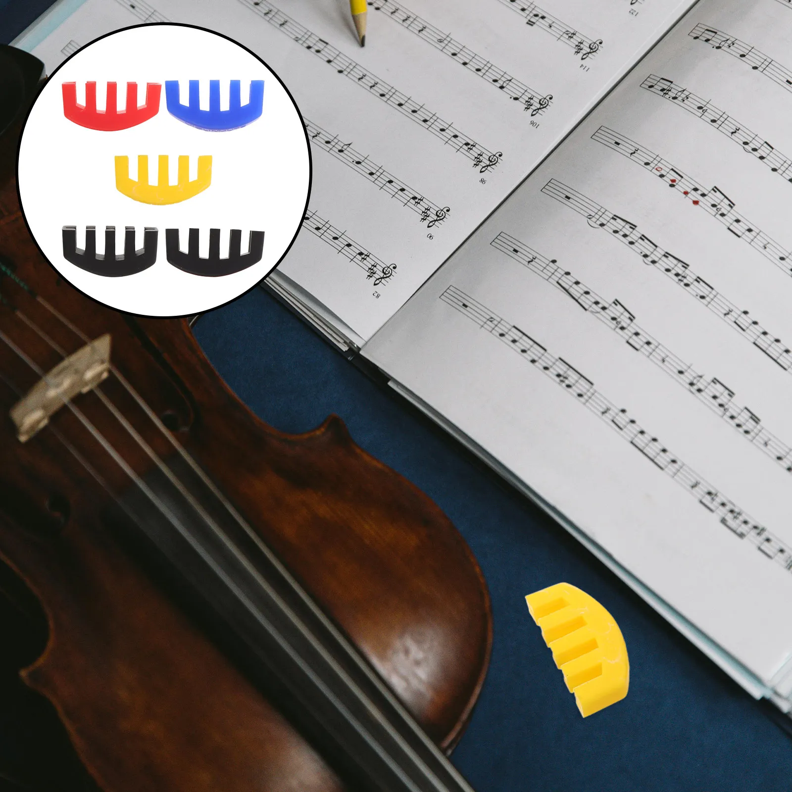 

Набор из 5 резиновых глушителей для скрипки для бесшумной практики - шумопоглощающие заглушки для скрипки с креплением на мостик, универсальные