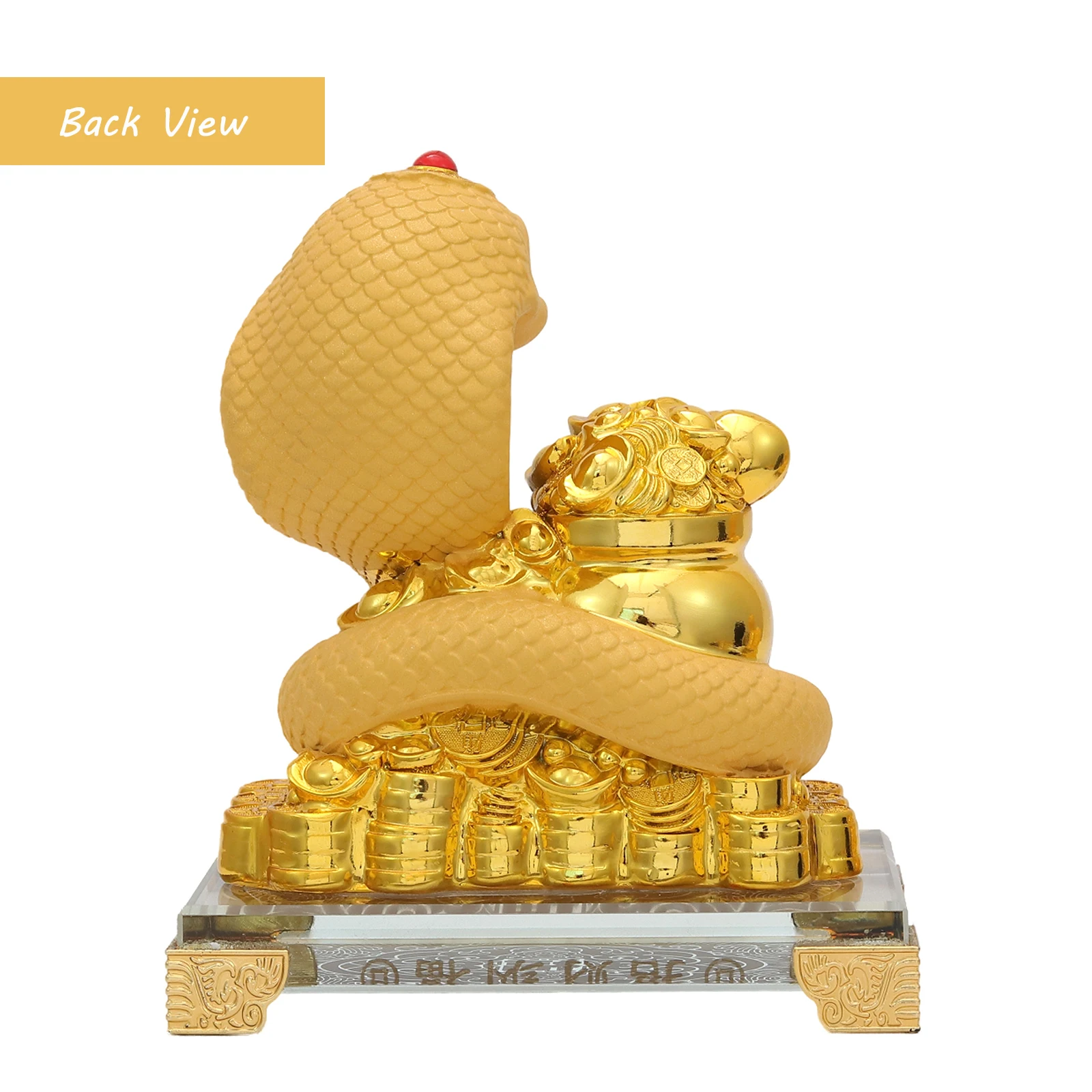 Bwinka Feng Shui Chinese Zodiac Snake Year Golden Resin Collectible Figurines Decoration for Luck & Wealth Perfect for Your Home