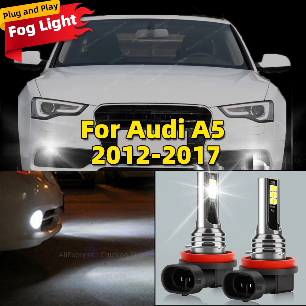 

6000K Front Fog Light 2pcs LED Bulb Accessories Lamp For Audi A5 2012 2013 2014 2015 2016 2017 Plug and Play 15000LM