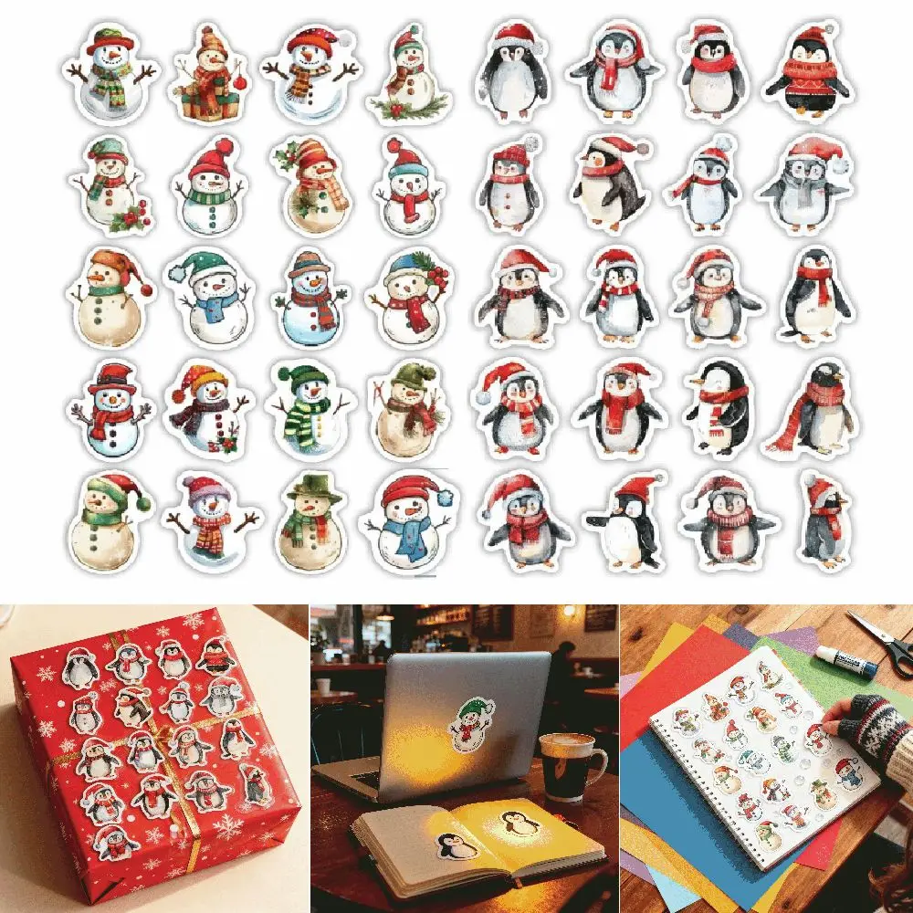 Nowe 100 szt. naklejek z bałwanami, kreskówkowe, o nieregularnym kształcie, świąteczne naklejki samoprzylepne, wodoodporne, etykiety na prezenty, święta bożonarodzeniowe.