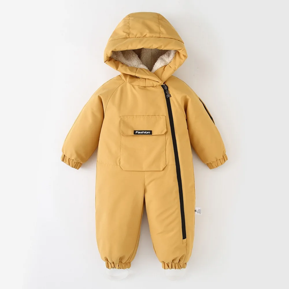 2-5 Jahre Kinder Kapuzen- und Plüsch-Ski-Overall, Winter-Outdoor-Schneekleidung für Kinder – Detail 12
