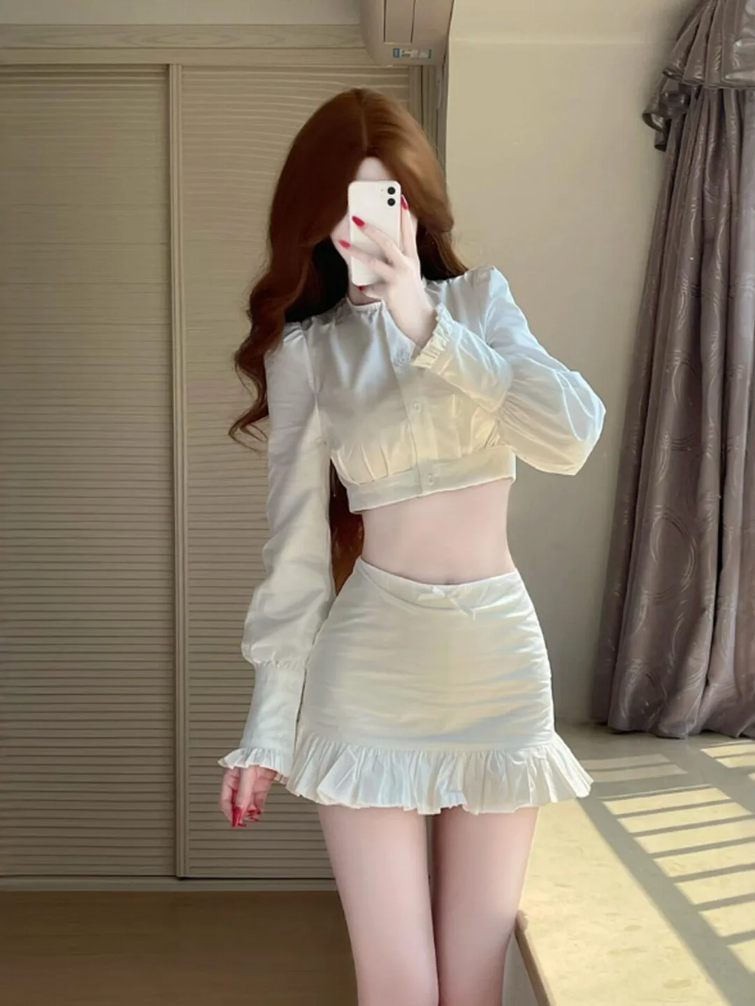 

Spring 2026 Women's Gentle Sle f-length Skirt Set Comfortable Breathable ort Sve round Ne High Waist Slim Fit irt