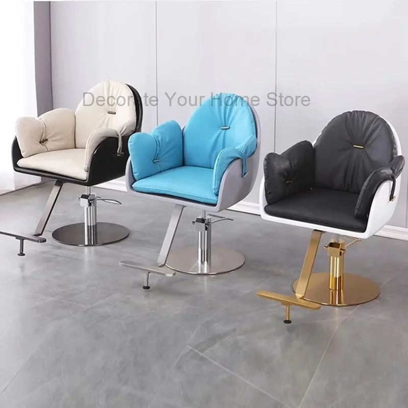 

Fiberglass Hair Salon Barber Chairs Tattoo Make Up Dual Color Salon Chair Pedicure Vanity Ergonomic Chaise Barber Equipment AA