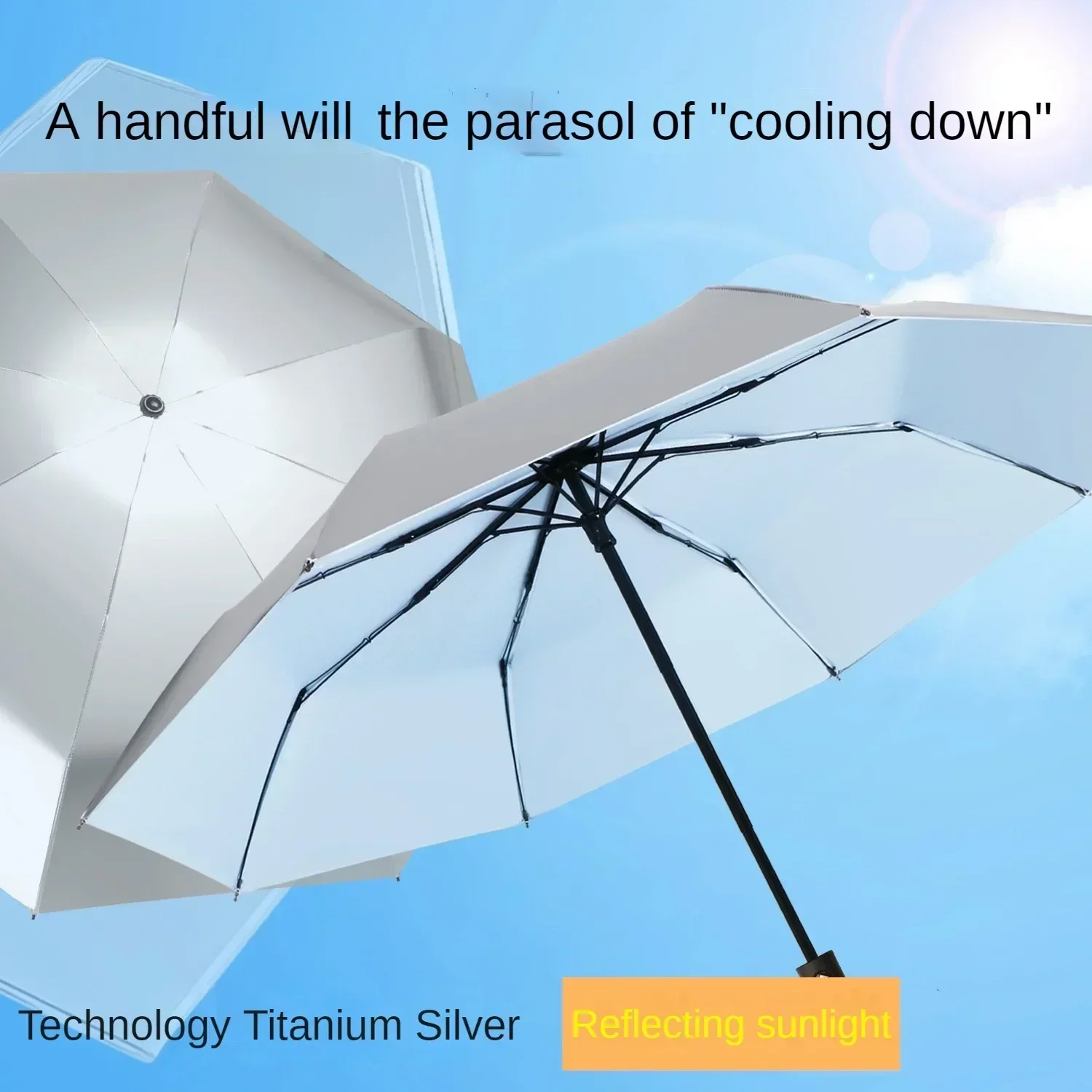 Fully Automatic Umbrella Titanium Silver Sun Protection Umbrella Sun Shading Umbrella Dual-Use For Rain And Rain Uv Protection