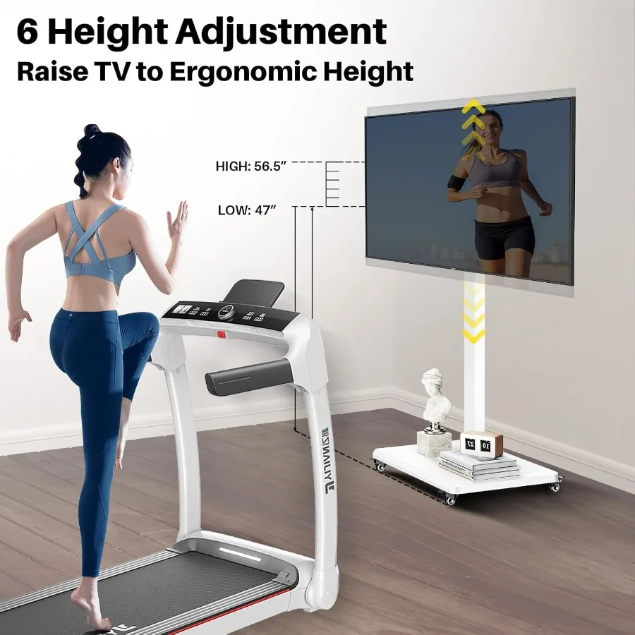 حامل تلفزيون محمول بارتفاع قابل للتعديل لأجهزة التلفاز مقاس 32 إلى 65 بوصة في وضع الصورة أو المناظر الطبيعية مثالي لغرفة المعيشة أو B #4