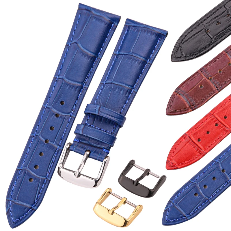 4 Colors Watchbands Genuine Leather Women Men Strap 18mm 19mm 20mm 21mm 22mm 24mm Soft Watch Band Accessories