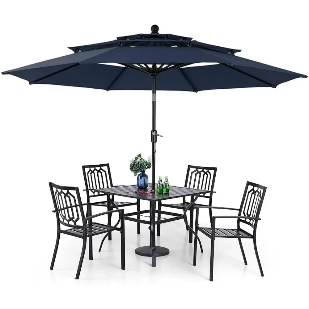 

XMSJ Outdoor Tables and Chairs Sets, 4 Metal Outdoor Stackable Chairs , 6 Piece Outdoor Patio Furniture Sets