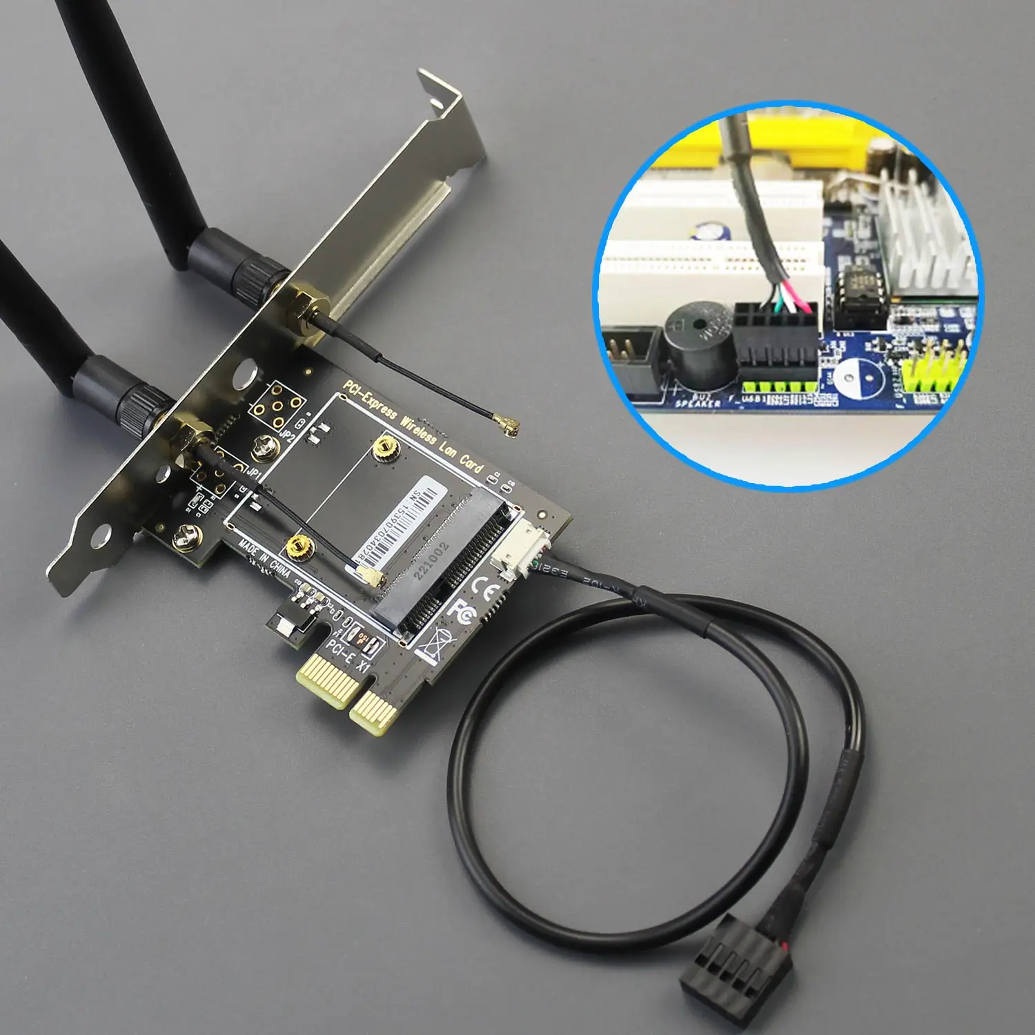 Mini PCIe to PCIe WiFi Adapter for Mini PCIe WiFi 4/5/6/6e Module/Coral TPU Module