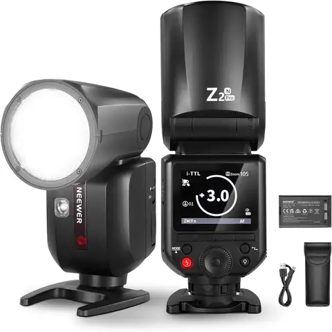 2.4G TTL Round Head Flash Speedlite for Nikon, Wireless with Godox, 76Ws HSS Up to 1/8000s, Upgraded UI and Battery